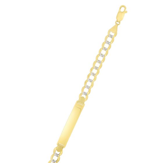 14K Gold 8.3mm Pave Curb ID Chain