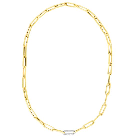 14K  .32ct Diamond Paperclip Necklace