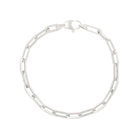 wc17068 14K 4mm Diamanté Paperclip Bracelet | Royal Chain Group