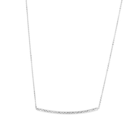 14K Gold Diamond Cut Bar Necklace