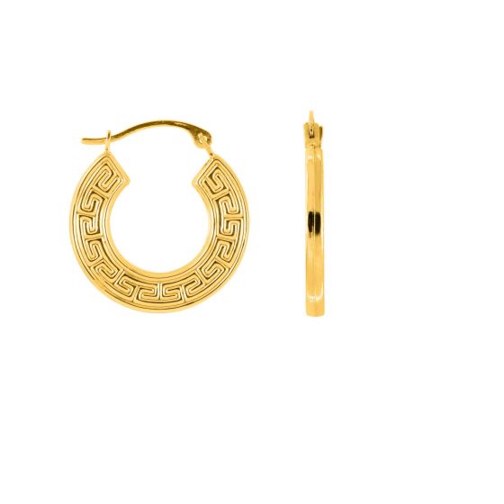 10K Gold Greek Key Hoop Earring