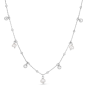 Silver Pearl Station Charm Necklace