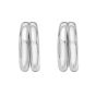 Silver Puffed Double Row Hoops
