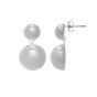 Silver Puffed Round Button Drop Earrings