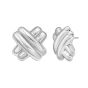Silver Puffy Double X Earring