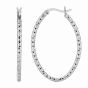Silver 2x25MM Diamond Cut Oval Earring