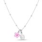 Silver Enamel Flower Ladybug Necklace