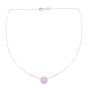 Silver Enamel Pink Flower Necklace