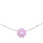 Silver Enamel Pink Flower Necklace