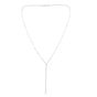 Silver Pearl Paperclip Lariat Necklace