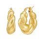 Gold Over Silver Puffy Twist Hoop Earring 