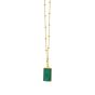 14K Malachite Geometric Gem Rectangle Necklace