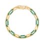 14K Malachite Paperclip Gem Link Bracelet