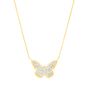 14K Gold Diamond Cut Checkered Butterfly Necklace
