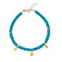 14K Charm & Turquoise Bead Bracelet