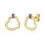 14K Baguette Gemstone Heart Earrings