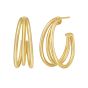 14K Triple Row C Hoop Earrings