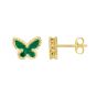 14K Primavera Malachite Butterfly Studs