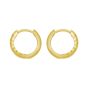 14K Gold Checkerboard Patterned Huggie Hoops