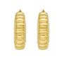 14K Puffed Ribbed Hoops