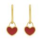 14K Gold Red Coral Heart Huggies