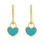 14K Gold Turquoise Heart Huggies