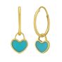 14K Gold Turquoise Heart Huggies