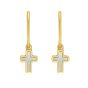 14K Gold MOP Cross Huggies