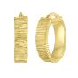 14K Gold Ribbed Oval Hoops
