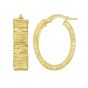 14K Gold Ribbed Oval Hoops
