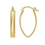 14K Small Diamond Cut Marquise Hoop Earrings