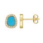 14K Diamond & Turquoise Freeform Cushion Earrings