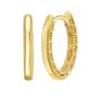 14K Mini Beaded Oval Huggie Earrings