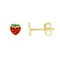 14K Gold Enamel Strawberry Stud Earring