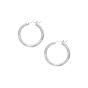 14K White Gold 3mm Diamond Cut & Polished Design Hoop Earring