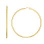 14K Gold 3x80mm Textured Hoop Earring