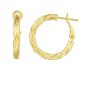 14K Gold 3x15mm Diamond Cut Twist Omega Back Hoop Earring
