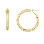 14K Gold 3x20mm Diamond Cut Twist Omega Back Hoop Earring