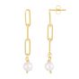 14K Pearl Paperclip Link Earrings