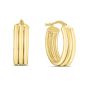 14K Gold 17mm Triple Row Oval Hoops