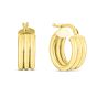 14K 10mm Small Triple Row Round Hoops