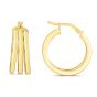 14K Gold 15mm Large Triple Row Hoops