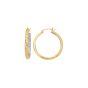 14K Yellow & White Gold Diamond Cut Hoop Earring