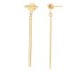 14K Gold Polished Bar with Horizontal Post Linear Drop Earring