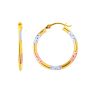 14K Gold 2x15mm Diamond Cut Station Hoop Earring