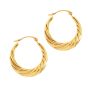 14K Gold Milgrain Detail Twist Back to Back Hoop Earring