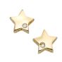 14K Gold .01ct Diamond Star Stud Celestial Earring