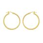 14K Gold Round Diamond Cut Hoop Earring