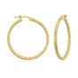 14K Gold Round Diamond Cut Hoop Earring