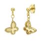 14K Gold Popcorn Petite Butterfly Dangle Earrings 